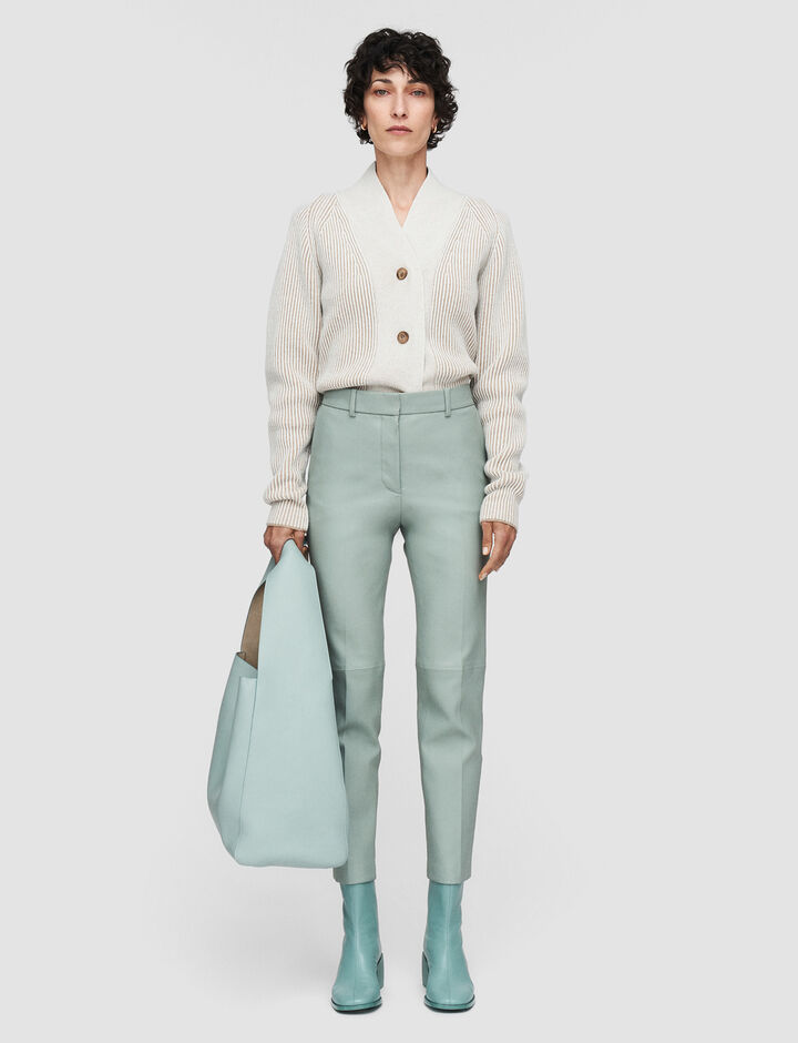 Joseph, Coleman-Pant-Leather Stretch, in Sage